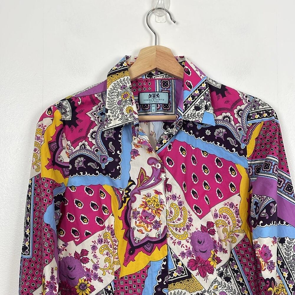 Hawes & Curtis Artsy Floral Button Down Womens 8 UK 12 Long Sleeve Fitted Shirt - Picture 3 of 8